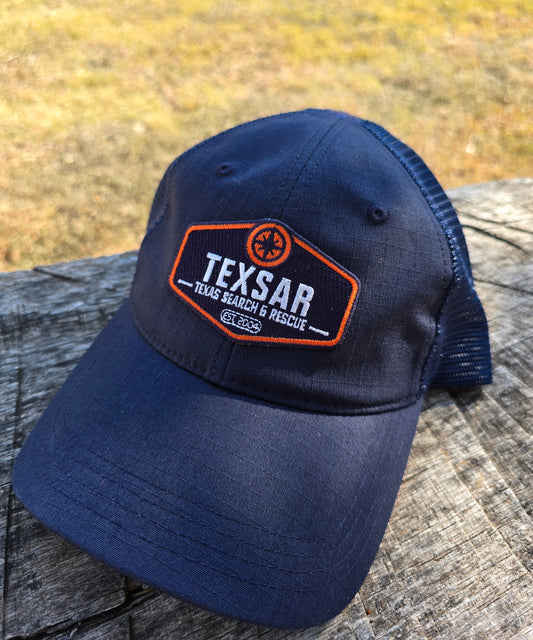 Navy and Orange Unstructured Hat